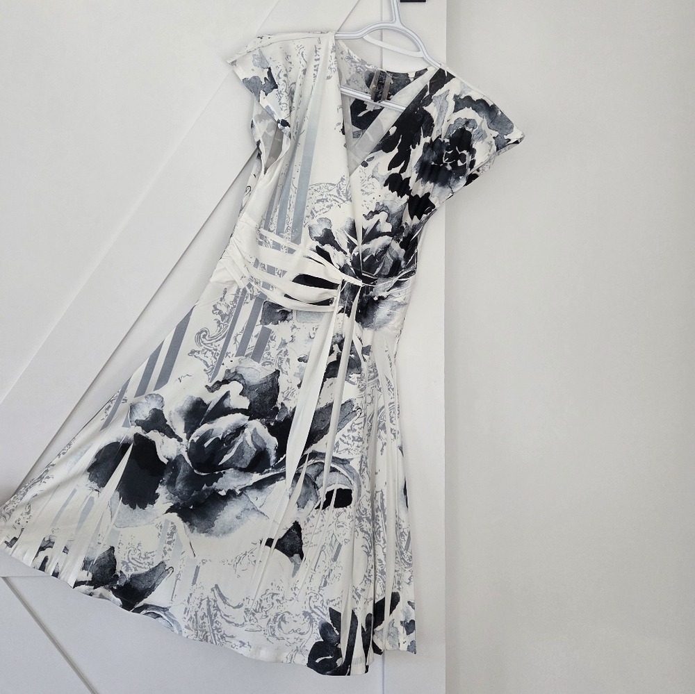 Elegant Black and White Floral Dress